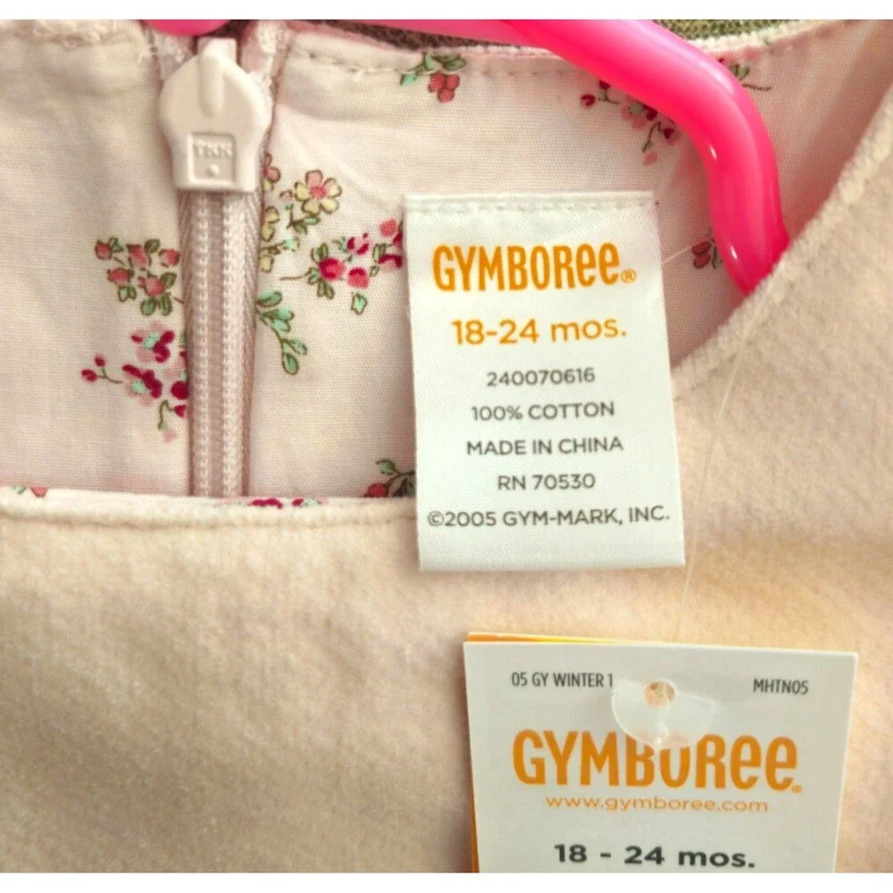 Vintage Gymboree Dress Size 18-24 Months Pink Corduroy Pinafore Y2K Deadstock